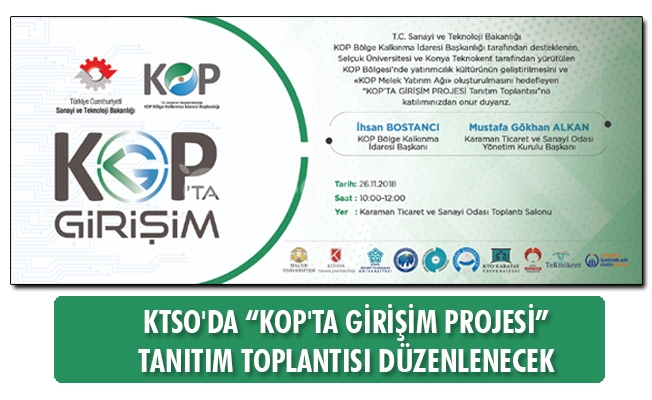 KTSO'DA “KOP'TA GİRİŞİM PROJESİ” TANITIM TOPLANTISI DÜZENLENECEK