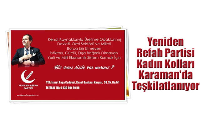 Yeniden Refah Partisi Kadın Kolları Karaman'da Teşkilatlanıyor