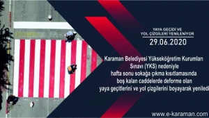 YAYA GEÇİDİ VE YOL ÇİZGİLERİ YENİLENİYOR 