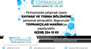 TOPRAKÇILAR MAKİNA SANAYİ FİRMASINDAN PERSONEL ALIMI