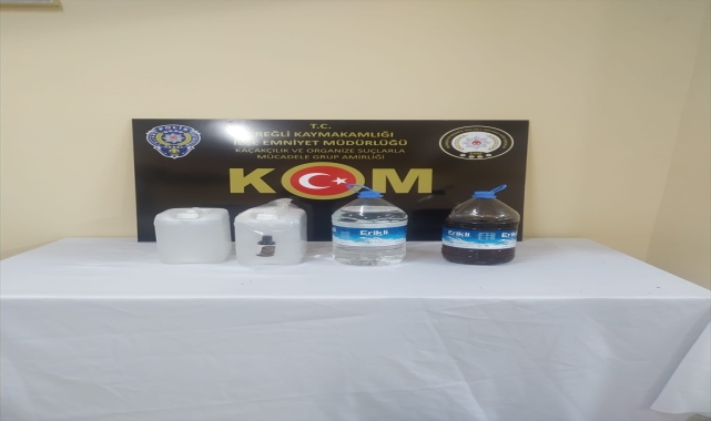 Konya'daki sahte içki operasyonunda 19 litre alkol ele geçirildi