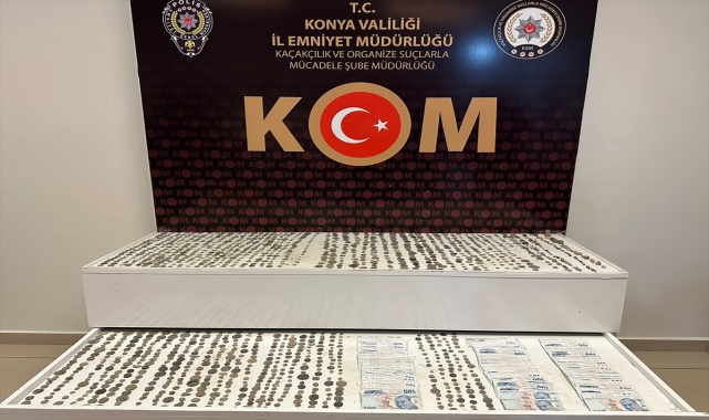 Konya'da tarihi eser kaçakçılığı operasyonunda 1460 sikke ele geçirildi