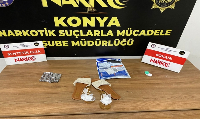Konya'da kargoyla gelen terliğin tabanında uyuşturucu ele geçirildi