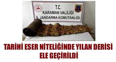 TARİHİ ESER NİTELİĞİNDE YILAN DERİSİ ELE GEÇİRİLDİ