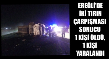 EREĞLİ’DE İKİ TIRIN ÇARPIŞMASI SONUCU 1 KİŞİ ÖLDÜ, 1 KİŞİ YARALANDI
