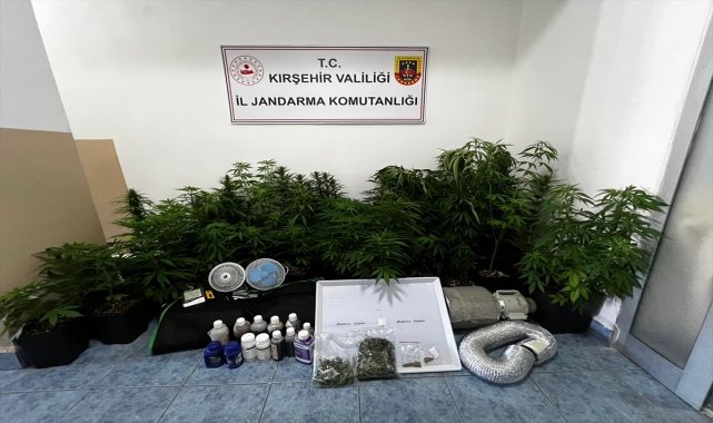 Kırşehir'de ikametinde uyuşturucu ürettiği belirlenen zanlı gözaltına alındı